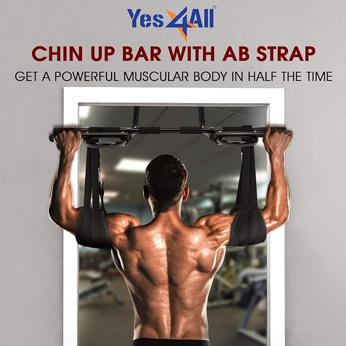 Yes4All Heavy Duty Wall Mounted Pull Up Bar, Over Door Pull Up Bar for Doorway, Multi Grip Chin Up Bar, Sturdy Strength Training Bars & Durable Gym Bar for Home Exercise