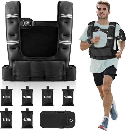 Prodigen Adjustable Weighted Vest Woman, 4-12lb/10-18lb Weight Vest with 6 Removable Weight Bags and Pocket | Weight Vest Men and Women for Walking, Running, Weight Loss, Strength Training