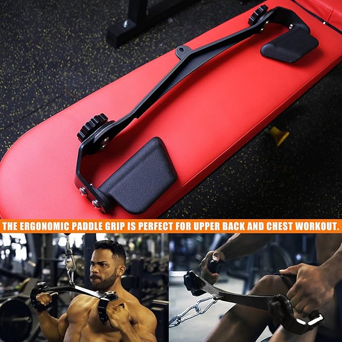 KORIKAHM Adjustable Lat Pull down Bar, Cable Machine Attachments for Gym, Home Gym Fitness T-bar Row Pulldown Attachments, Lat Pull Down Machine Wide Grip Neutral Grip Handle