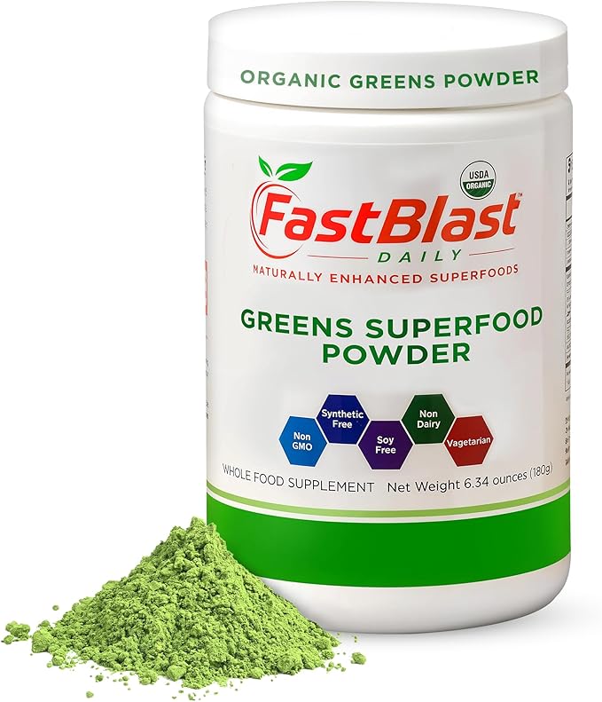 Organic Super Greens Powder with Over 30 Superfoods, Daily Greens Supplements with Probiotics, Fermented Superfood Powder, Low Cal Supergreens - 180g (6.3 oz)