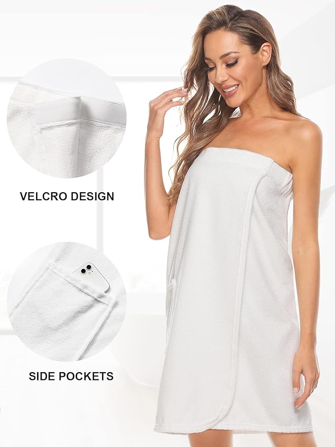 Knuffnee Women's Bath Wrap Towel Shower Spa Body Wrap Adjustable Closure Bathrobe