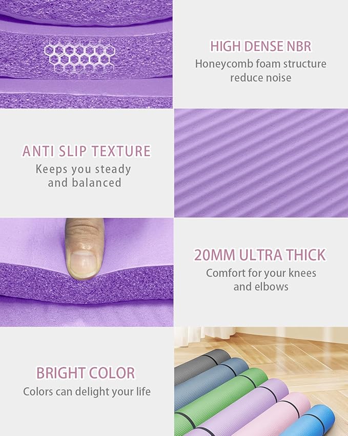 Large Yoga Mat 78"x 51" 20mm/15mm/10mm Thick Workout Mats for Home Gym, Extra Wide Workout for Women Men Gym Flooring Exercises