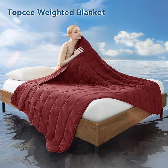 Topcee Weighted Blanket (25lbs 88"x104" Cal King Size) Soft Cooling Heavy Blanket Sleeping, Apply to 240-260 lbs Body, Thick Breathable Blanket with Glass Bead, Easy Care