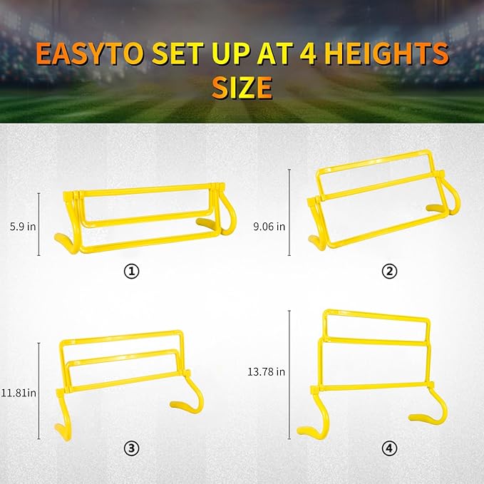 4 Height Adjustable Speed Training Hurdles Fitness & Speed Training Equipment
