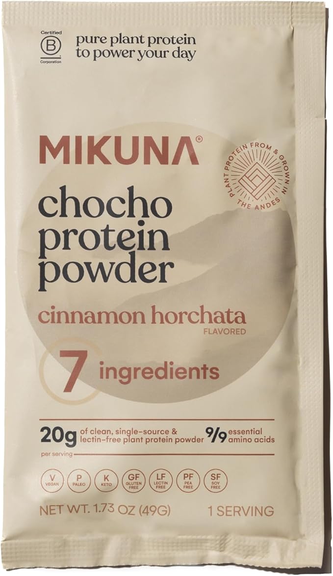 Mikuna Chocho Superfood Protein, Plant-Based Protein Powder - Vegan, Gluten Free, 3g Net Carbs or Less, and Bioavailable, Non-Isolate (8 Servings, Cinnamon Horchata)