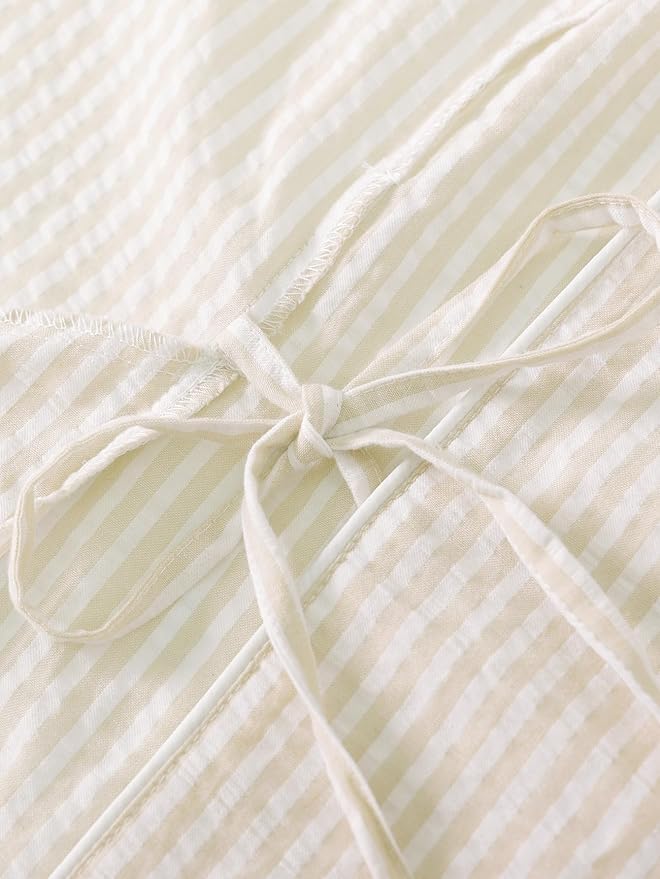 Latuza Women's Seersucker Robe Cotton Bathrobe with Pockets