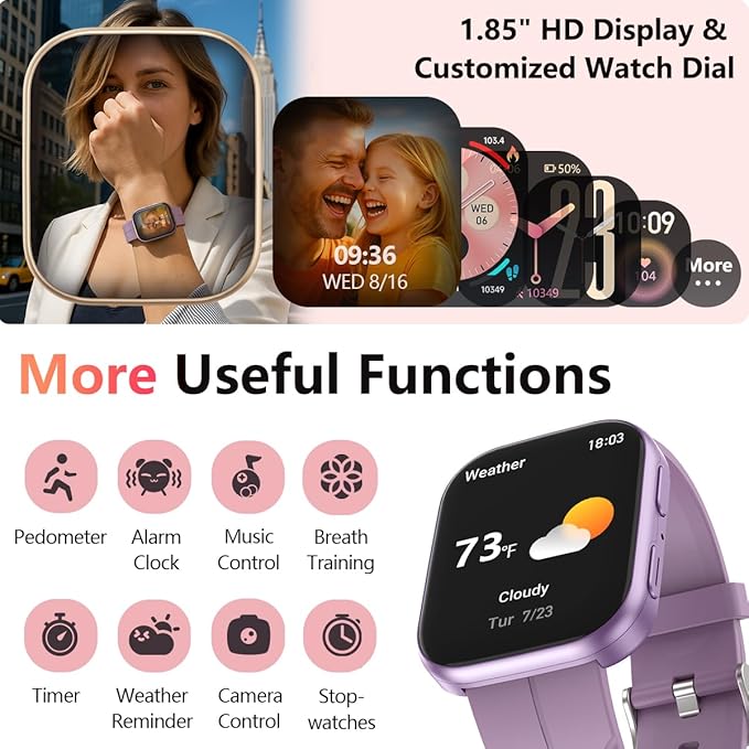 MorePro Health Fitness Tracker with 24/7 Heart Rate/Blood Pressure Monitor, Blood Oxy-gen/Sleep Tracking, 120+ Sports Activity Tracker, Smart Watch (Make/Answer Call) with Step Counter for Women Men