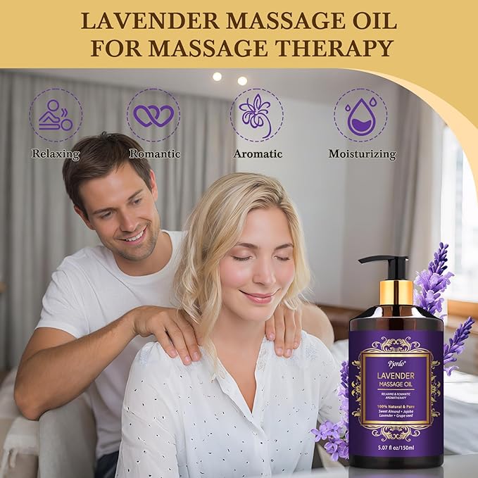 3 Pack Massage Oil for Massage Therapy, Lavender Oil for Relaxation, Sore Muscle Arnica Oil & Cellulite Massage Oil, with Massage Roller Ball & Thumb Saver Massage Tool, Massage Kit for Him Her