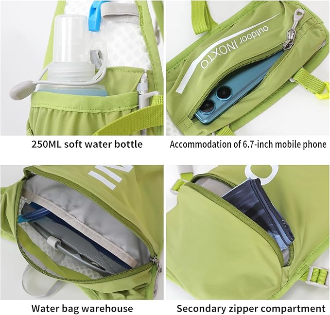INOXTO Running Hydration Vest Backpack,Lightweight Pack with 1.6L Water Bladder Hydration Backpack Daypack for Hiking Trail Running Cycling Race Marathon for Women Men