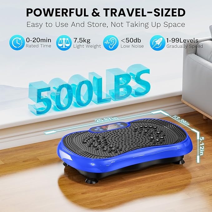 Vibration Plate Exercise Machine, Lymphatic Drainage Machine for Weight Loss, 100-Speed Platform with Remote & Bands, Quiet Full Body Vibrating Plate 500 Lbs Capacity Fitness Platform