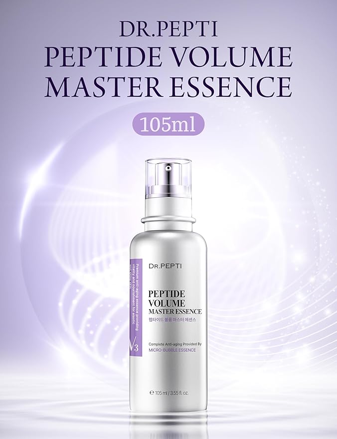 DR.PEPTI PEPTIDE VOLUME MASTER ESSENCE 3.55 Fl Oz | 11 Peptides Hydrating Serum | Age-Defying Facial Serums for Wrinkles, Crow's feet | Face Lifting Essence | Bubble Skin Care Serum (105ml)