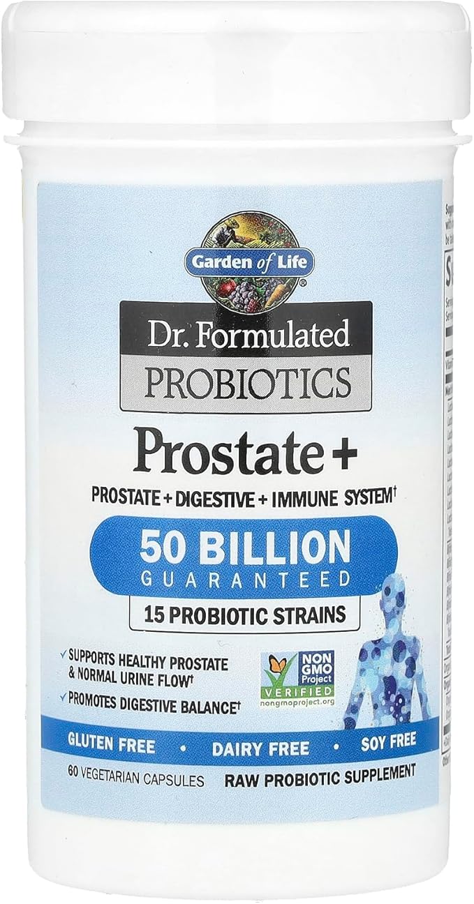 Garden of Life Dr. Formulated Probiotics Prostate+ - Acidophilus and Probiotic Supports Healthy Prostate and Digestive Balance - Shelf Stable - Gluten, Dairy, and Soy-Free - 60 Vegetarian Capsules