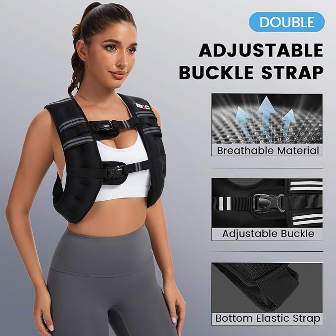Weighted Vest Woman - 6lb/8lb/12lb/16lb/20lb/25lb/30lb Womens Weight Vest for Walking, Strength Training Weight Vests for Men, Reflective Stripe Fitness Vest for Workout Running Jogging