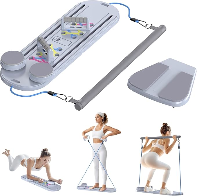 Pilates Board Pilates Reformer Set - Multifunctional Home Workout Board for Core & Abdominal Training,Portable Pilates Equipment for Women & Beginners