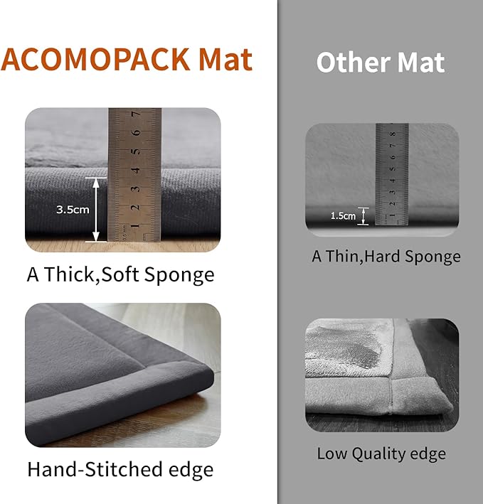 ACOMOPACK Baby Play Mat for Floor,1.3" Thick Memory Foam Area Rug for Living Room,Soft Velvet Crawling with Non-Slip Bottom for Kid,Toddler,79"×157" Tummy Time Nursery Rugs,Yoga(Dark Grey)