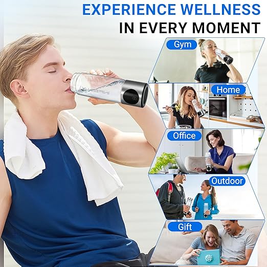 Hydrogen Water Bottle, 3000PPB Portable Hydrogen Water Ionizer Machine, Rechargeable Hydrogen Water Bottle Generator with SPE & PEM Tech, Hydrogen Water Cup for Gym Office Home Travel