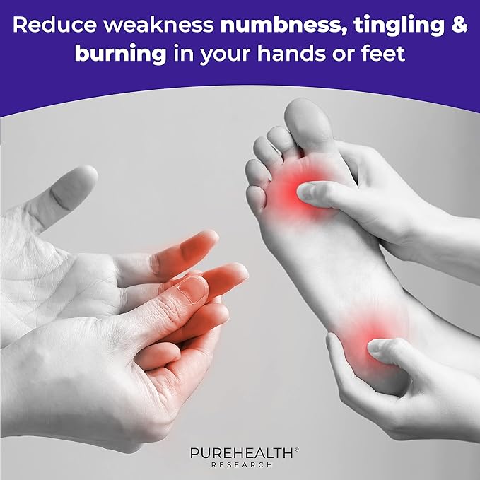 PUREHEALTH RESEARCH Nerve Regen Formula - Nerve Renew for Numbness, Tingling and Burning with R Alpha Lipoic Acid, Benfotiamine 300mg & Passion Flower Extract - Ala Nerve Support Supplement, 6 Bottles