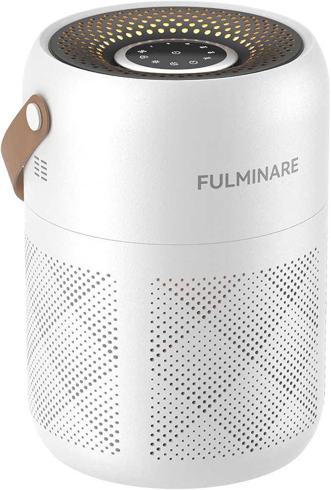 FULMINARE Air Purifiers for Bedroom, H13 True HEPA Air Purifiers for Home, Pets, Office, Quiet Small Air Filters with Timer Sleep Mode Speeds Control Night Light