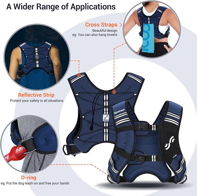 Sportneer Weighted Vest Woman: 8lb/12lb/15lb/20lb/25lb Weight Vest with Detachable Phone Bag, Adjustable Women Weighted Vest Rucking Vest for Walking Strength Training Muscle Building Weight Loss