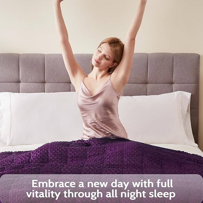 L'AGRATY Weighted Blanket for Adult - 60"x80" 22lbs Minky Dots Heavy Blanket with Glass Beads Soft Breathable for All-Season Summer Fall Winter Thick Comfort for Sleeping