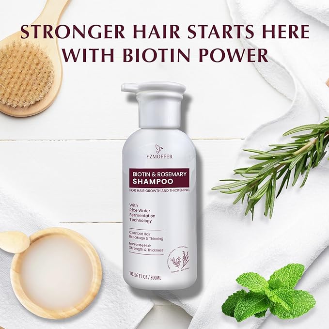 Hair Growth Shampoo for Thinning Hair: Advanced Biotin and Rosemary Shampoo with Rice Water for Women and Men Hair Loss - Herbal Essences Promotes Thicker Hair, 10.56 Fl Oz