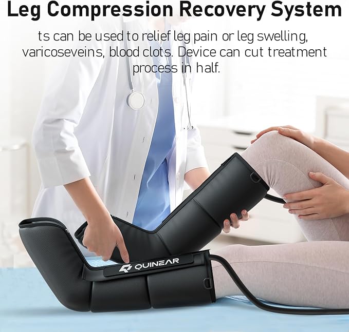 QUINEAR Leg Recovery System for Athletes, Recovery Boots, Leg Compression Massager for Circulation and Pain Relief - Time Adjustable(FSA or HSA Approved)