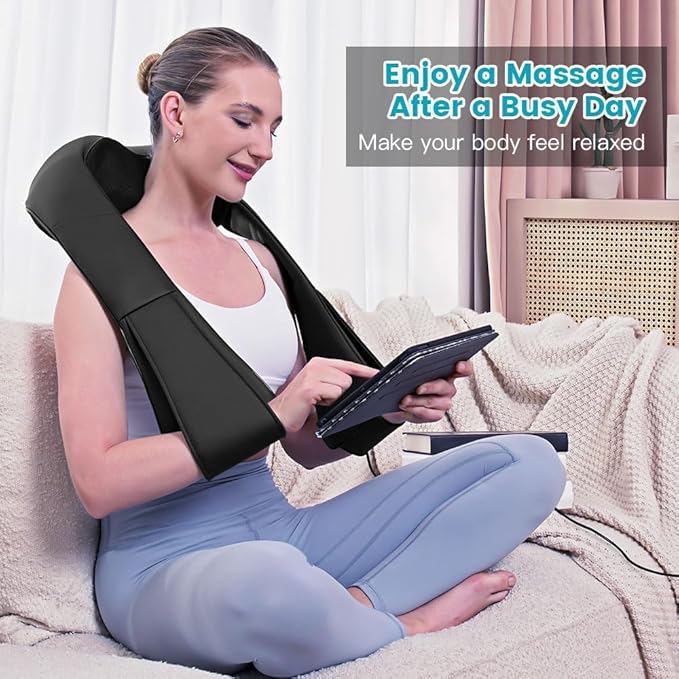 Neck and Back Massager, Shiatsu Neck and Shoulder Massager for Pain Relief Deep Tissue, Kneading Electric Shoulder Massagers for Home, Office, Ideal Gifts for Family, Gifts for Mom