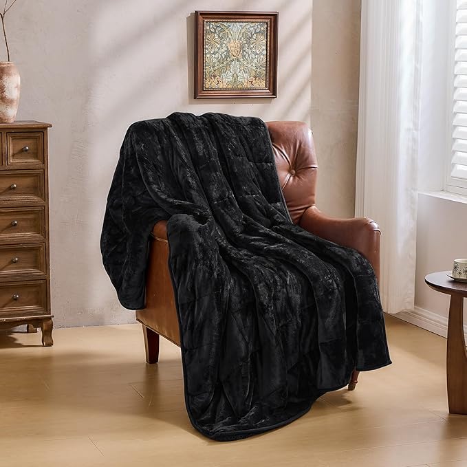 Super Fuzzy Soft Sherpa Fleece Weighted Blanket, 15 lbs Dual Sided Fluffy Heavy Weighted Blankets for Adults - No Bunching with Double Layers of Soft Inner Lining (48"x 72", 15 Pounds)