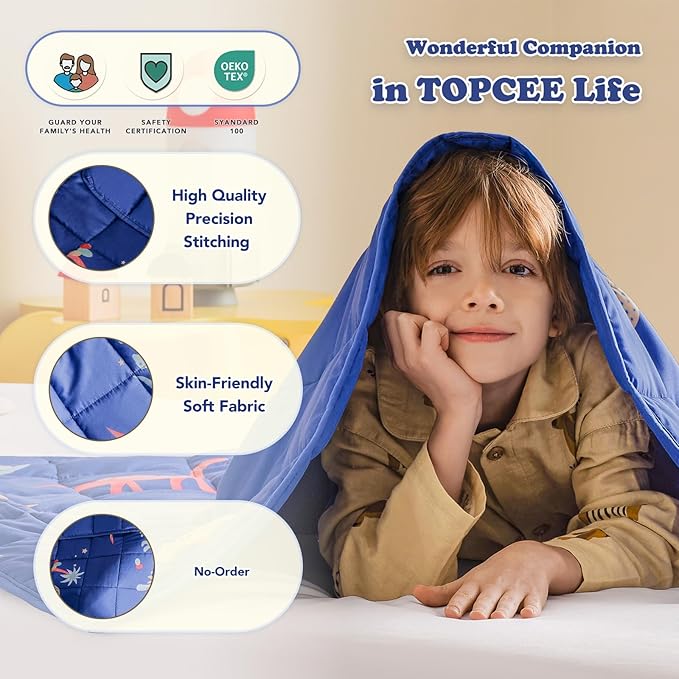 Topcee Weighted Blanket (5 lbs, 36" x 48") Cooling Throw Heavy Blanket for Sleeping Apply to 40-60 lbs, Soft Thick Breathable Blanket with Glass Bead, Easy Care