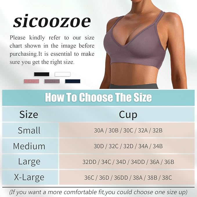 Sports Bra for Women V-Neck Strappy Criss Cross Yoga Bra Padded Medium Support Workout Gym Athletic Fitness Bras 3 Pack