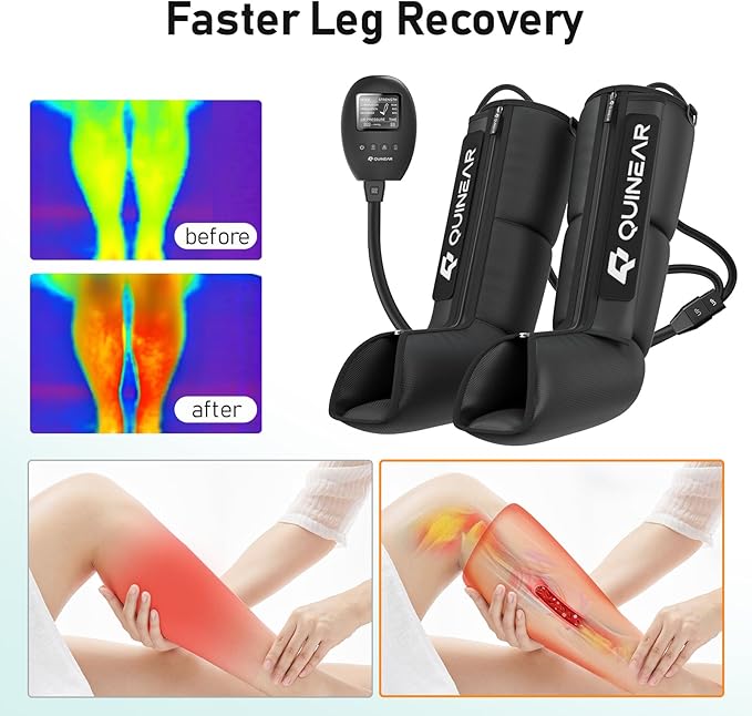 QUINEAR Leg Recovery System for Athletes, Recovery Boots, Leg Compression Massager for Circulation and Pain Relief - Time Adjustable(FSA or HSA Approved)