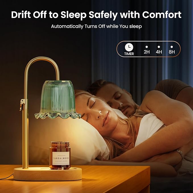 Candle Warmer Lamp with Timer Adjustable Height Candle Lamp Warmer 4 Level Dimmer Electric Wax Melt Warmer Vintage Home Decor for Scented Jar Candles House Warming & Birthday Gifts for Women