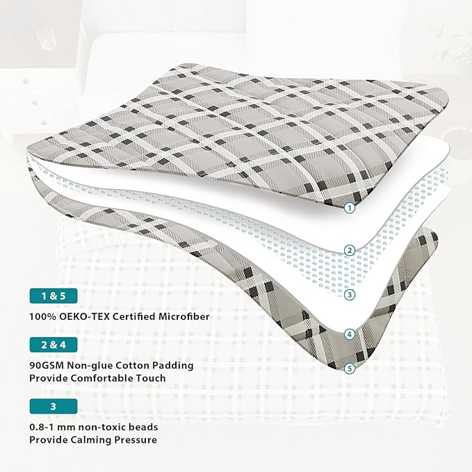 L'AGRATY Weighted Blanket - 48"x72" 20lbs Cooling Breathable Heavy Blanket Microfiber Material with Glass Beads for Adult All-Season Summer Fall Winter Soft Thick Comfort