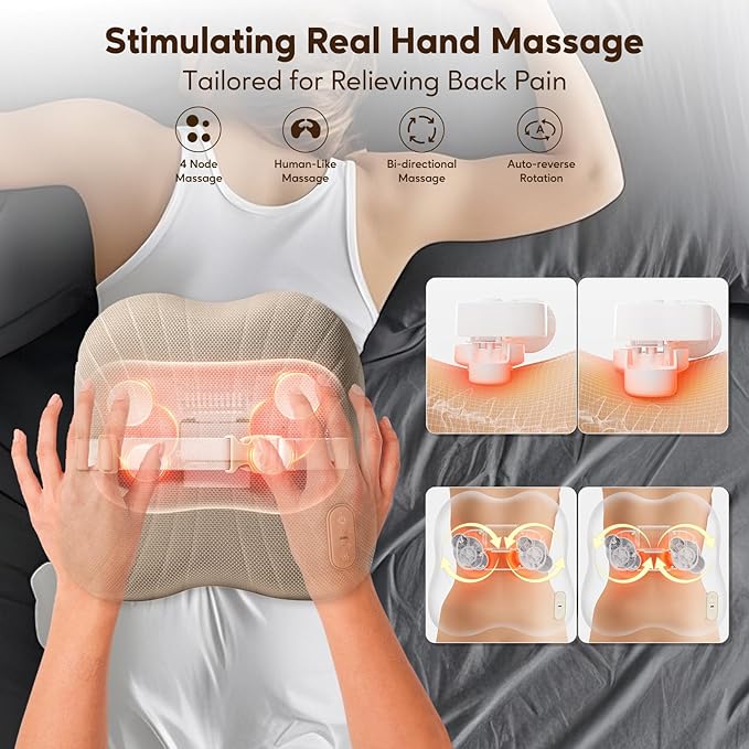 arboleaf Back Massager for Pain Relief Deep Tissue, Shiatsu Neck Shoulder Massager with Heat, Cordless Portable for Chair Car Office Home