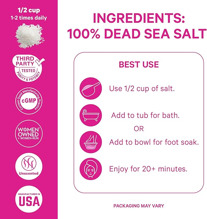Pink Stork Pregnancy Bath Soak – Unscented Magnesium Flakes for Bath or Foot Soak – Pure Dead Sea Salt – Relief for Pregnancy Aches, Swollen Feet, and Stress – Clean, Fragrance-Free – 2 lb