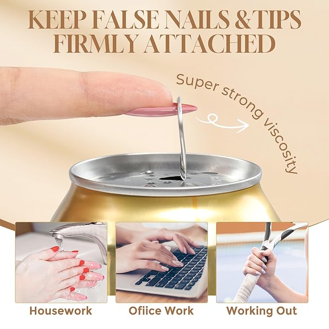 UNA GELLA 6 in 1 Gel Nail Glue for Nails Tips 10ml Long Lasting U V Nail Glue Super Strong Brush On Glue for Base Blooming Gel for Clear False Nail Tips and Press on Acrylic Nails Need Light Cured