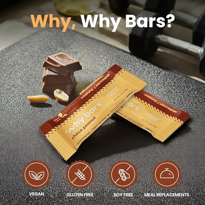 Why Bars, Protein Bars, Chocolate Peanut Butter, 2.04 Ounce Bars (Pack of 12 Protein Bars) - Protein Bar Superfood, Gluten Free, Non GMO, Organic, Vegan, Simple Ingredients