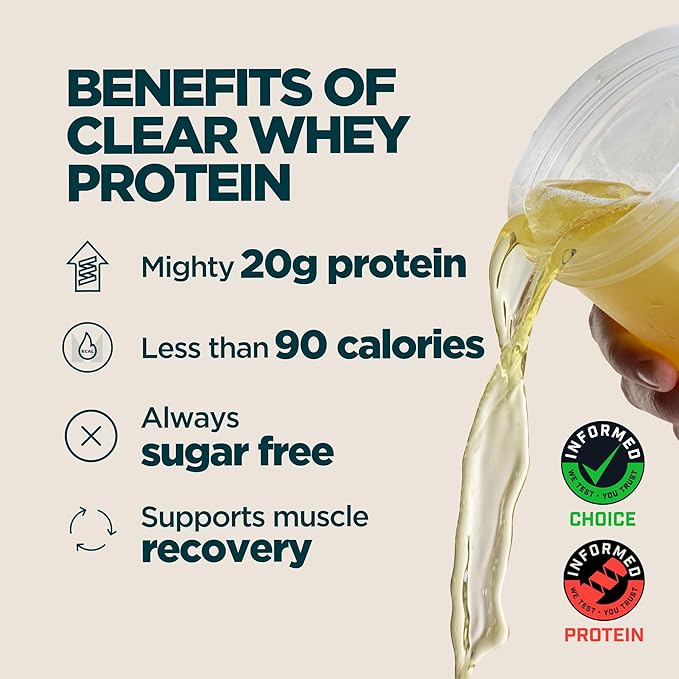 Myprotein Clear Whey Isolate Protein Powder, 1.1 Lb (20 Servings) Tropical Dragonfruit, 20g Protein per Serving, Naturally Flavored Drink Mix, Daily Protein Intake for Superior Performance