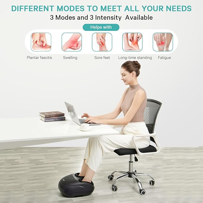 Foot Massager Machine with Heat, Shiatsu Deep Kneading Foot Massager with Remote, Compression, Multi-Massage Modes, Auto-Off Timers, Gifts for Women Men