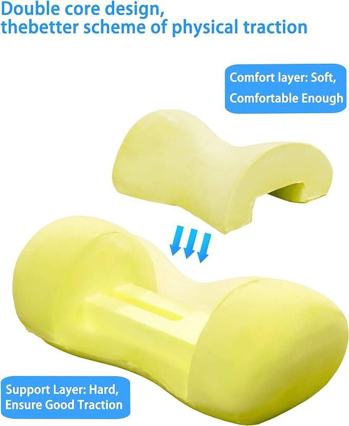 Bespilow Neck Support Pillow - Cervical Traction Device for Neck Pain Relief and Muscle Therapy - Memory Foam Neck Roll Pillow for Shoulder Pain Relaxation
