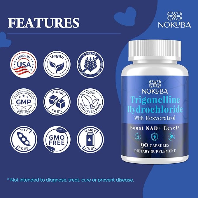Strength NMNH Alternative with Trigonelline HCL 500mg & Resveratrol 100mg | NAD Supplement for Women & Men | Plant Extraction NAD+ Precursors for Energy Boost & Healthy Aging | 90 Capsules