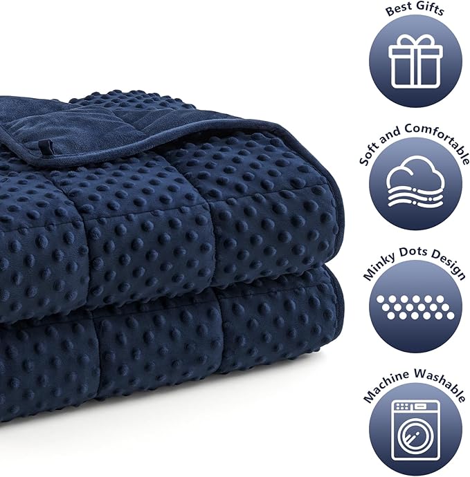 Topcee Weighted Blanket King Size (20lbs 80"x87"), Minky Dots Heavy Blanket for Woman, Man Sleeping, Soft, Cozy and Cooling Weighted Throw Blankets, Machine Washable, Blue