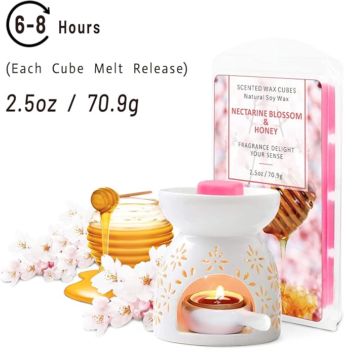 SCENTORINI Wax Melts Wax Cubes, Wax Melts for Wax Warmer, Grapefruit, Cherry Blossoms, Wild Bluebell, Plumeria, Earl Grey, Bamboo Forest, Nectarine Blossom & Honey, 8x2.5 oz