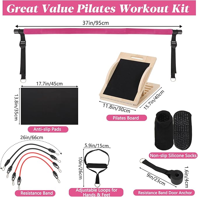 5-in-1 Pilates Board, Foldable Pilates Reformer Equipment – Multi-Purpose Portable Home Workout Kit for Full-Body Workout, Fitness, Exercise, Abs, Core Equipment