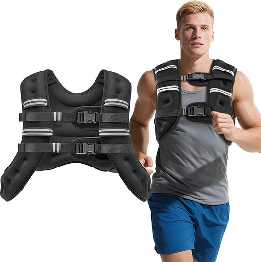 Weighted Vest, 12lb/16lb/20lb Weight Vest with Reflective Stripes for Men Women, Two Adjustment Straps for Workout, Strength Training, Running, Fitness, Muscle Building, Weight Loss