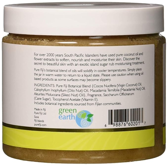 Pure Fiji Coconut Sugar Body Scrub - Body Exfoliator Scrub Natural Origin for Smooths and Softens Skin - Organic Exfoliating Sugar Scrub for Body, Coconut Lime Blossom, 15.5 Oz