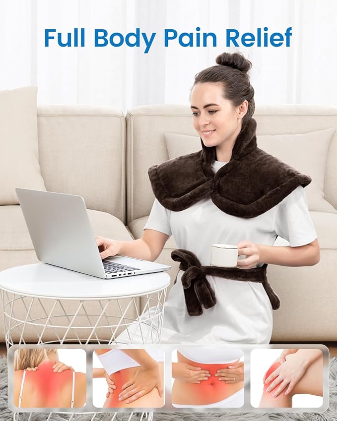 RENPHO Heating Pad for Back Pain Relief, Christmas Gifts for Her Him Women Men, Electric Heat Pad for Neck and Shoulder, FSA Eligible Items Only List, Fast Heating, ETL Certified, 24"x33", Brown