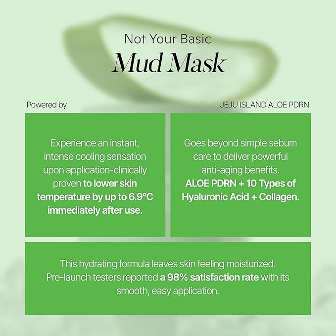 shaishaishai ALOE PDRN Cooling Mud Face Mask, Vegan Collagen Cream Clay Mask with Kaolin & Bentonite, Hydrating & Pore Care, Instant Cooling, Korean Skincare, 3.38 Fl Oz