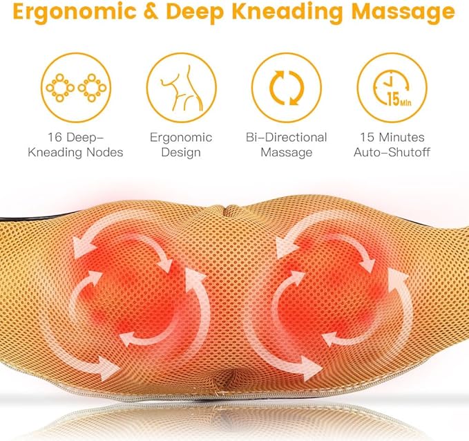 Cordless Neck and Should Massager, Kneading Neck and Back Massager for Pain Relief with Rechargeable Battery, Portable Body Massager
