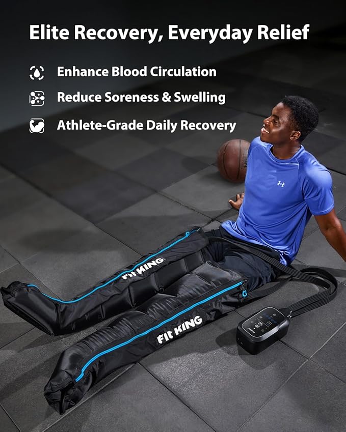 FIT KING Upgraded Leg Massager Recovery Boots, Professional Air Compression Recovery System for Circulation & Athlete-Level Fast Recovery, Cordless Rechargeable Compression Boots (Medium)